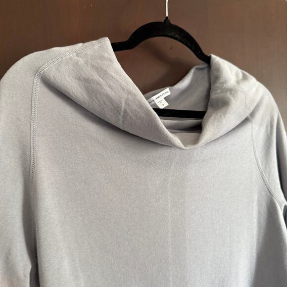 STANDARD JAMES PERSE | Gray French Terry Fold in Cowl Neck Sweatshirt | Large - Picture 5 of 8